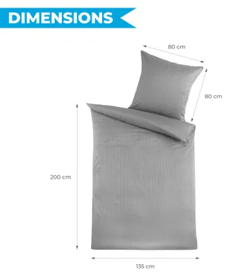 Produktbild von MALIKA® Damast Hotelbettwäsche | Satin Bettwäsche 135x200 mit 80x80 Kissenbezug | Bettwäsche mit Baumwolle für ein besonders wohliges Hautgefühl, Farbe:Grau Reißverschluss, Größe:135x200 + 80x80