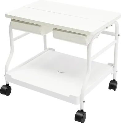 Zdjęcie produktu dla Wózek salonowy – wózek do pedicure/manicure – przenośny – z kółkami – podnóżek – łatwy montaż – biały