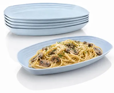Zdjęcie produktu dla Zestaw 6 wielorazowych plastikowych talerzy piknikowych, 29,7 cm