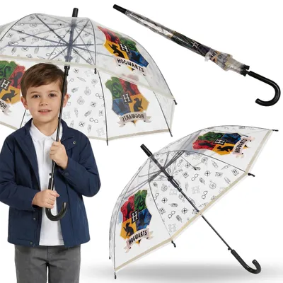 Produktbild von Harry Potter HOGWARTS Kinderregenschirm für Jungen, zusammenklappbar, transparenter Automatikschirm