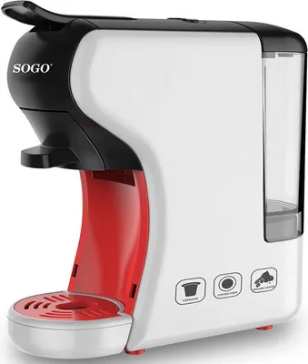 Produktbild von Sogo CAF-SS-5675-R, Espressomaschine, 0,6 l, Kaffeekapsel, Kaffeepad, Gemahlener Kaffee, Schwarz, Rot
