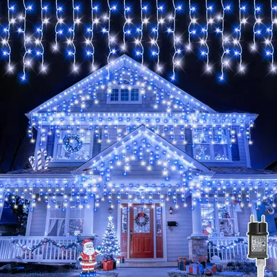 Eisregen-Lichterkette 20 m, 480 LEDs, blau/weiß, Timer, wasserdicht