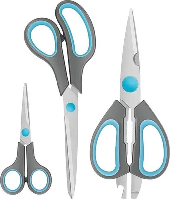 Produktbild von Famanu Küchenschere Set für vielseitigen Einsatz, scharfe rostfreie Klingen, ergonomische Griffe, 3 Stück