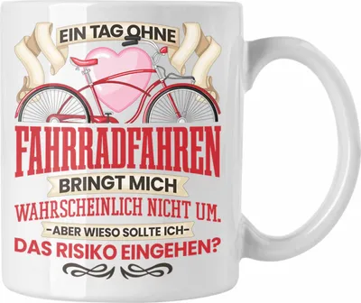 Produktbild von Trendation - Fahrrad Tasse Geschenk für Radfahrer Fahrradfahrer Lustiger Spruch Geschenkidee (Weiß)