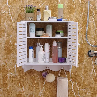 Produktbild von Badezimmerschrank 2-Tier Bad Organizer Wandschrank Badschrank Wandhalterung Regal Kosmetik Aufbewahrung