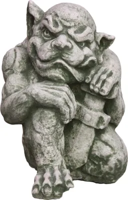 Immagine prodotto di Gargoyle con spada laterale in pietra fusa per il vostro giardino, resistente al gelo, alle intemperie e nuovo, alto 32 cm, largo 23 cm, profondo 24 cm, circa 15 kg, PO-1793
