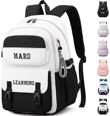 Immagine prodotto di Zaino scolastico per ragazze adolescenti, impermeabile, grande, bianco/nero