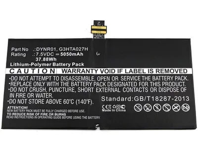 Zdjęcie produktu dla CoreParts MBXTAB-BA073, Bateria, Microsoft, Pro 4, Czarny, Litowo-jonowa (Li-Ion), 5050 mAh