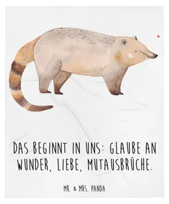 Produktbild von Mr. & Mrs. Panda Kuscheldecke Nasenbaer - Weiß - Geschenk, Nasenbären, Bettüberwurf, Rüsselbär, Nasenbär, Lustige Sprüche, Bär, Decke, Tagesdecke, Sofadecke, Plaid
