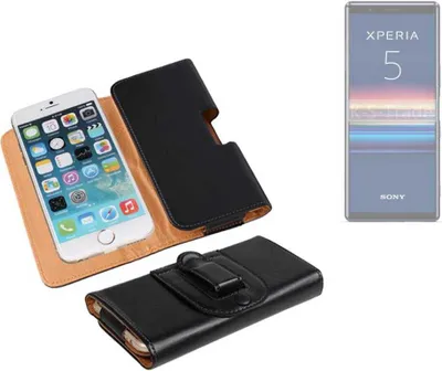 Produktbild von K-S-Trade Schützhülle Handyhülle kompatibel mit Sony Xperia 5 Holster Gürtel Tasche Schutzhülle Handy-Tasche Smartphone Case Seitentasche schwarz
