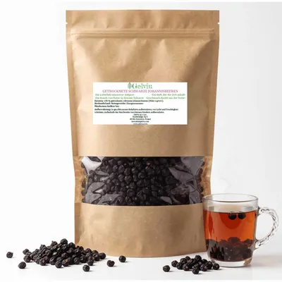 Produktbild von Schwarze Johannisbeeren getrocknet 250 g – ungeschwefelt, ohne Zuckerzusatz – vegane Trockenfrüchte im Doypack