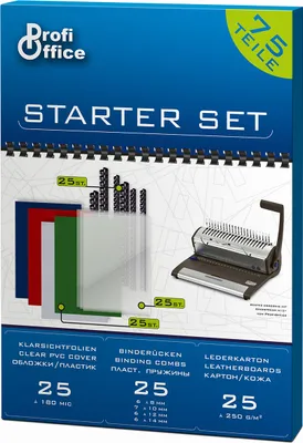 Produktbild von ProfiOffice Starterset Binderücken + Deckblätter 75 Teile