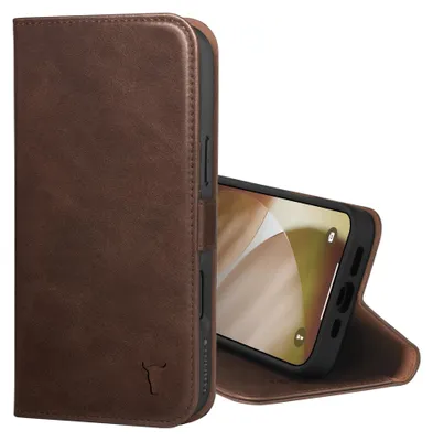 Immagine prodotto di Elzusha - Custodia in pelle premium per iPhone 17 da 6,3" con portacarte e supporto integrato