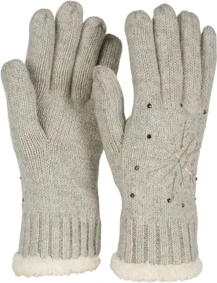 Produktbild von styleBREAKER Damen Strickhandschuhe Schneeflocke, Hellgrau