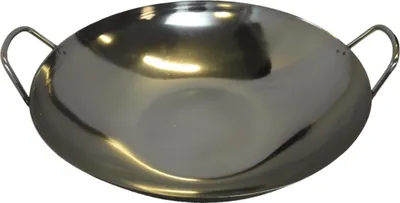 Produktbild von Wok Pfanne 33 cm Ø Edelstahl ! 2 Henkel flacher Boden (Gas) Gastronomie