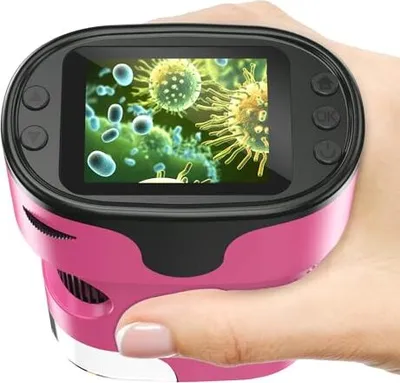 Produktbild von 1000 x Mobiltelefon -Mikroskop Kinder 4K 2,0 -Zoll -Bildschirm wiederaufladbare digitale Mini -Taschen Mikroskope Folie Set tragbares Bildungsgeschenk