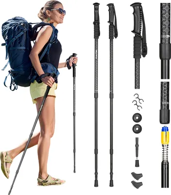 Produktbild von Outtec Wanderstöcke, Nordic Walking Stöcke - 65-135cm - Ultraleicht Trekkingstöcke für Damen und Herren - für Wandern, Trekking - Anti-shock