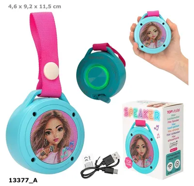 Produktbild von TOPModel Mini Lautsprecher Bluetooth Türkis Pink, mit Schlaufe, USB-C Ladegerät