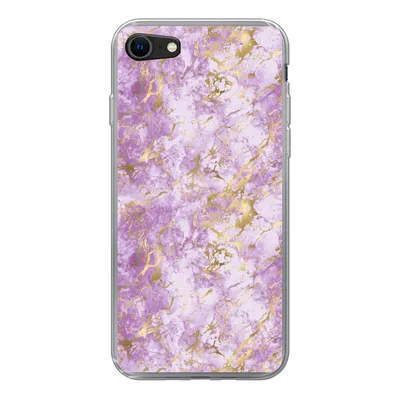 Produktbild von MuchoWow® Handyhülle Schutzhülle Hülle für iPhone 8 Gold - Marmor - Muster - Lila Silikon Softcase Handy Hülle - Schutzhaube