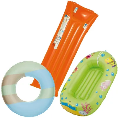Produktbild von Wehncke - Kinderbade-Set (Schwimmring, Kinderboot, Luftmatratze) orange
