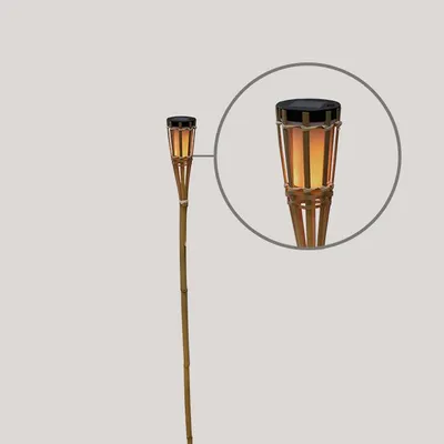Produktbild von Newgarden Hiama Solar-Fackel LED warmweiss 120 cm Bambus Braun