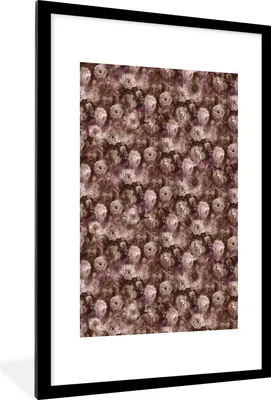 Produktbild von MuchoWow® MuchoWow® Gerahmtes Poster Rosen - Blumen - Ölfarbe 60x90 cm - Poster mit zchwarzem Bilderrahmen - Dekoration - Wandposter Wohnzimmer - Hochwertig