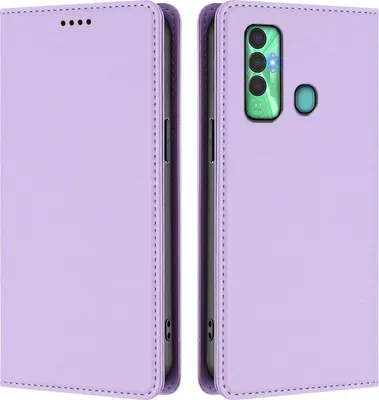 Produktbild von Handyhülle für Tecno Spark 7P, Kunstleder Klapphülle Stoßfeste Magnetische Hülle mit Ständer Violett