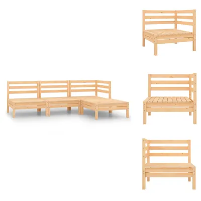 Produktbild von vidaXL 4-tlg. Garten-Lounge-Set Massivholz Kiefer -  Gartenmöbel-Sets