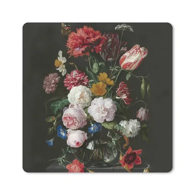 Produktbild von MuchoWow® Mauspad Mousepad Stilleben mit Blumen in einer Glasvase - Gemälde von Jan Davidsz. de Heem 30x30 cm - Mousepads - Maus Mat - Pad - Mausunterlage - Gaming