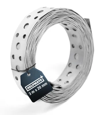 Produktbild von HELPMATE – Lochband 3 m – Stahl sendzimirverzinkt – 20 mm, 0,8 mm Stärke