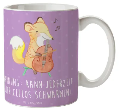 Produktbild von Mr. & Mrs. Panda Kaffeebecher Cello Schwärmerei - Lavendeltraum - Geschenk, Streichinstrument, Becher, Musik, Trinkbecher, Tasse, Klassische, Musikinstrument, Kaffeetasse