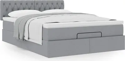 Produktbild von Hochwertig Ottoman-Bett mit Matratze Hellgrau 140x200 cm Stoff 3311546