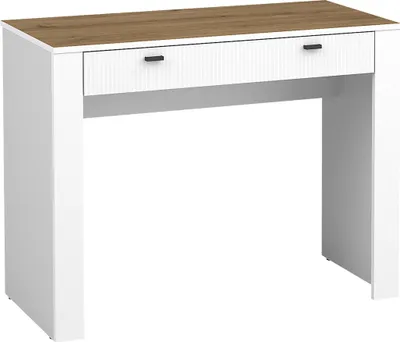 Produktbild von MIRJAN24 Schminktisch Mossa MO10, Schlafzimmer Kosmetiktisch, Elegant Kollektion, Schlafzimmermöbel (Farbe: Weiß / Weiß + Eiche Whisky)