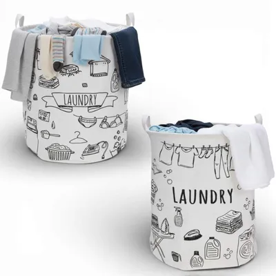 Produktbild von LS-LebenStil Wäschesack Wäschekorb Canvas Laundry 62L 50cm Faltbar Wäschesammler Wäschetonne mit Griffen Aufbewahrung für Kleidung Spielzeug