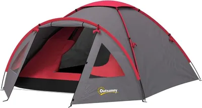 Image de Tente de camping pour 3 personnes – tente dôme légère et stable, imperméable (2000 mm), protection UV 50+, avec auvent, porte, fenêtre et tapis de sol, pour le trekking et le jardin