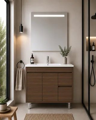 ORIGEN BATH ISQUIA Badmöbel mit Waschbecken 120x45 cm, Tea-Esche