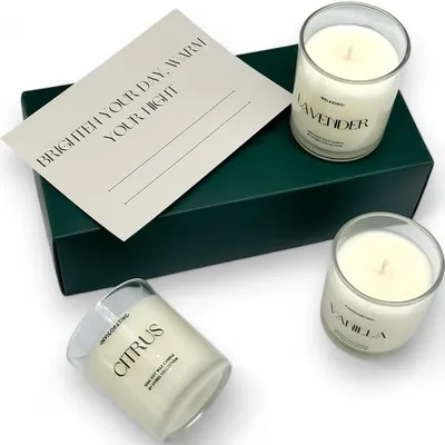 Produktbild von Kerzen-Geschenke für Frauen – Duftkerzen-Set, 3er-Pack, Soja-Kerzen mit Vanilleduft