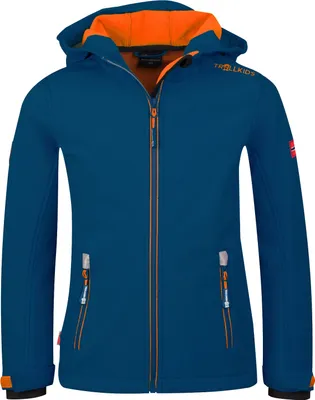Produktbild von Trollkids Jungen Trollfjord Softshelljacke mystic blue/orange 104