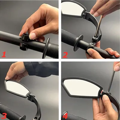 Obrázek produktu pro Zrcátko na kolo, nastavitelný řídítka, zpětné zrcátko, konvexní, motocykl, otočné o 360°, řídítka 21–26 mm