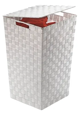 Obrázek produktu pro Kobolo koš na prádlo 33x33x54cm čtvercový bílý z nylonu na kovovém rámu - sběrač prádla koupelnový úložný box na prádlo sběrač prádla