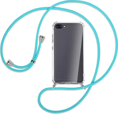 Produktbild von Handykette Backcover-Schutzhülle mit Band (Metall silberfarben) für Asus Zenfone 4 Max (Pro/Plus) - türkis