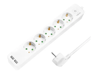 Produktbild von Logilink Steckdosenleiste 5-fach, 1,5m 2xUSB 5V/2,1A max.
