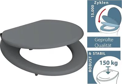 Obrázek produktu pro Toaletní prkénko s funkcí Softclose, dřevo, šedá barva, nosnost 150 kg