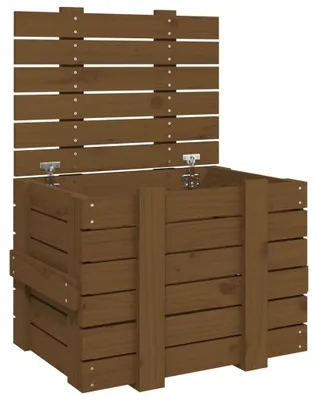 Image de Boîte de rangement en bois massif de pin avec couvercle