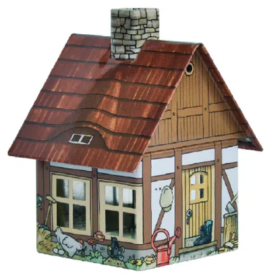 Produktbild von Crottendorfer Räucherhaus aus Metall - Bauernhaus - Größe ca. 10cm, für Räucherkerzen Größe M (Standard)