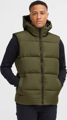 Produktbild von Blend BHZipa Herren Steppweste Weste Outdoor-Weste mit abnehmbarer Kapuze hohem Kragen Kinnschutz Eingrifftaschen Label-Details Regular fit