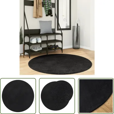 Produktbild von The Living Store Teppich HUARTE Kurzflor Weich und Waschbar Schwarz Ø 120 cm