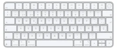 Produktbild von Apple Magic Keyboard mit Touch ID für Mac Modelle mit Chip – Spanisch, Mini, Verkabelt & Kabellos, USB + Bluetooth, QWERTY, Silber, Weiß
