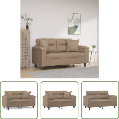 Immagine prodotto di The Living Store Divano a 2 posti con cuscini decorativi cappuccino-marrone 120 cm in ecopelle