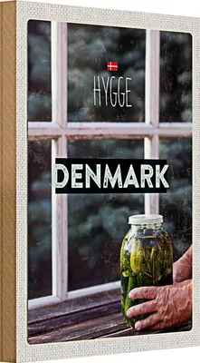 Produktbild von Holzschild Reise 20x30cm Dänemark Gurken im Glas Fenster